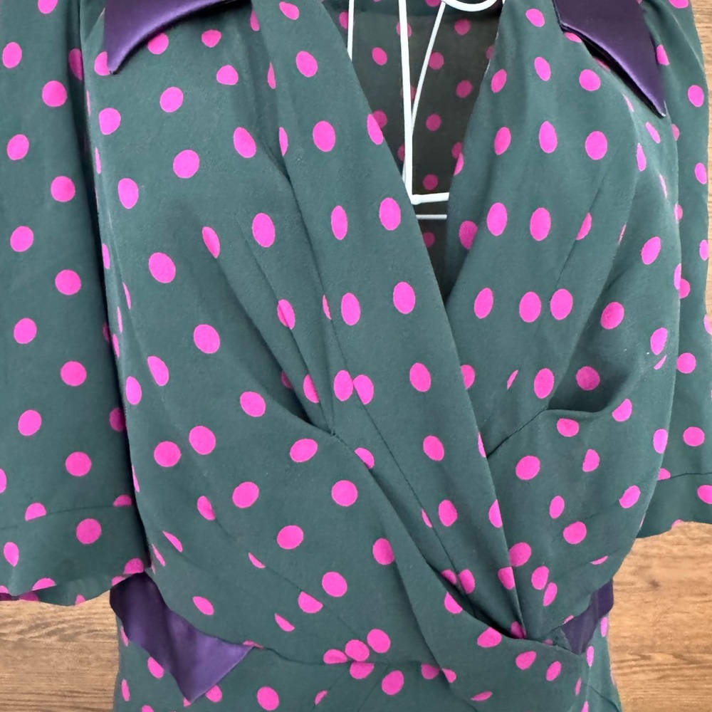 Rare Vintage Moschino Silk Polka Dot Retro Dress sz 12 - Picture 7 of 16